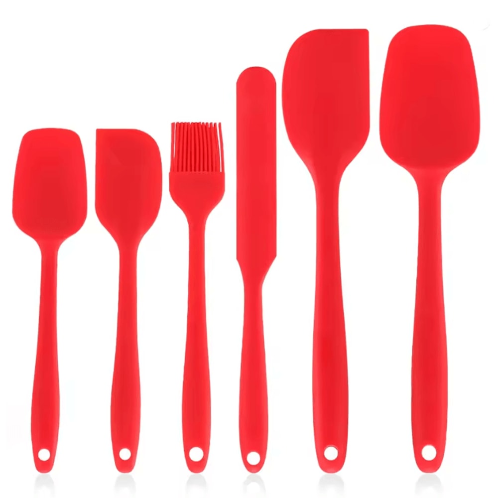 6 Piece Silicone Spatula Set Heat Resistant Non Stick Utensils For Cooking And Baking 8