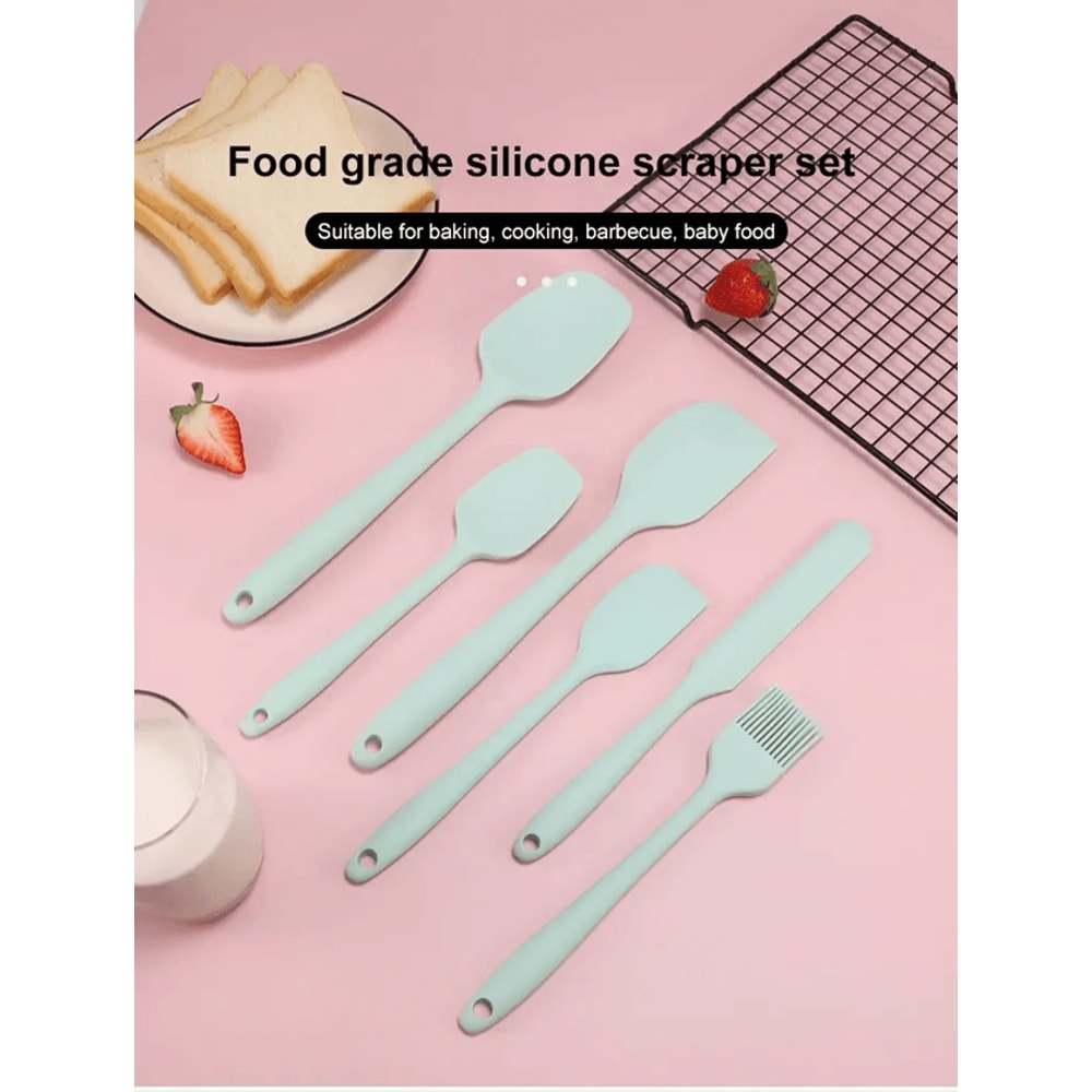6 Piece Silicone Spatula Set Heat Resistant Non Stick Utensils For Cooking And Baking 0