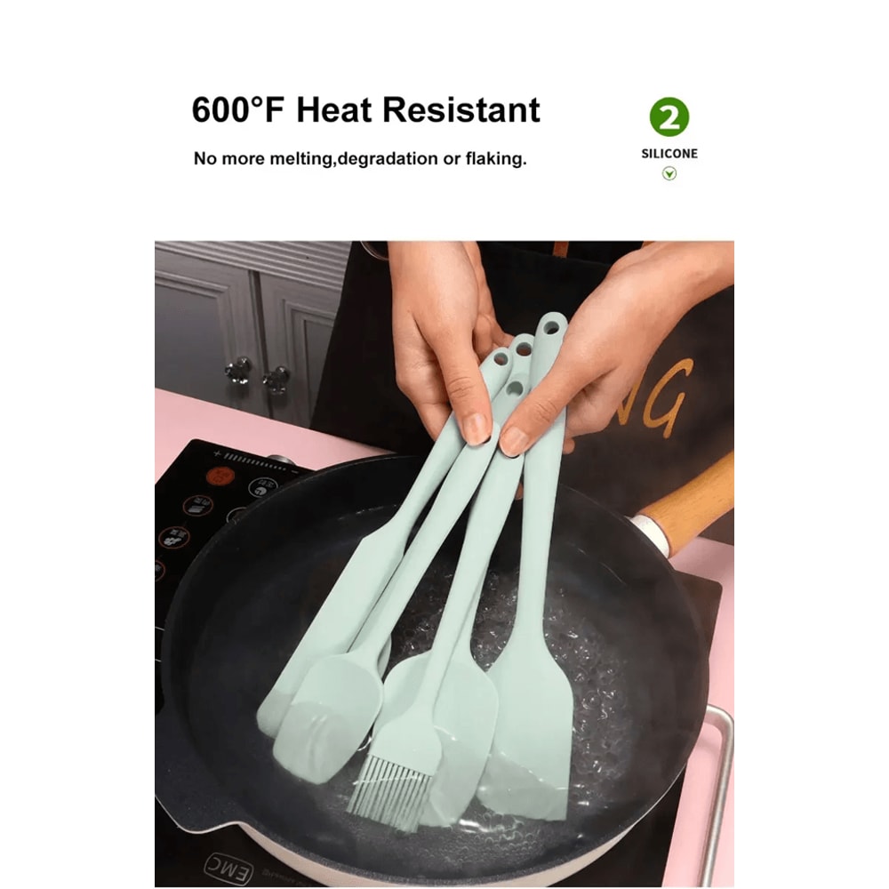 6 Piece Silicone Spatula Set Heat Resistant Non Stick Utensils For Cooking And Baking 2