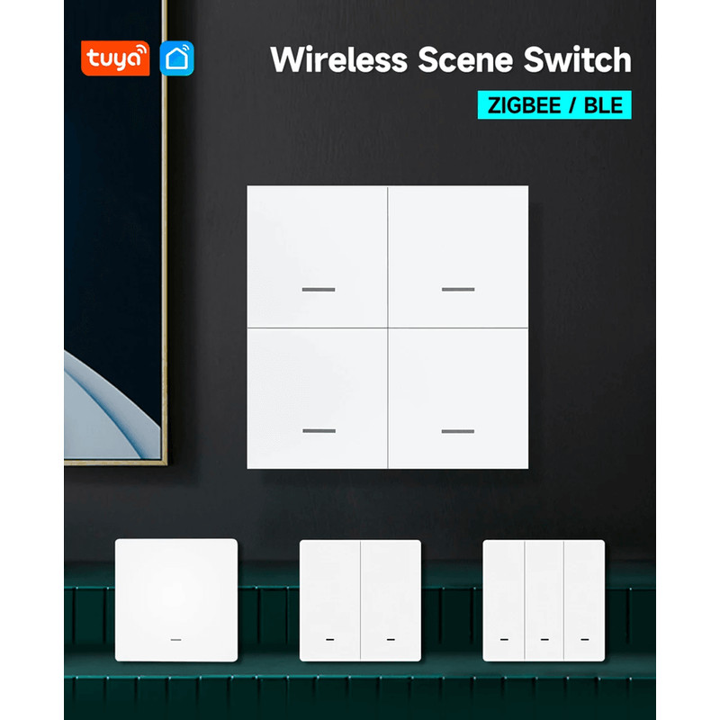 Tuya Zigbee Smart Scene Switch Wireless Battery Powered Wall Button For Home Automation 0