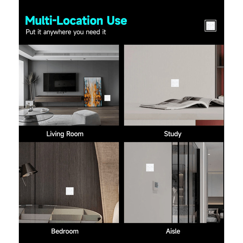 Tuya Zigbee Smart Scene Switch Wireless Battery Powered Wall Button For Home Automation 3