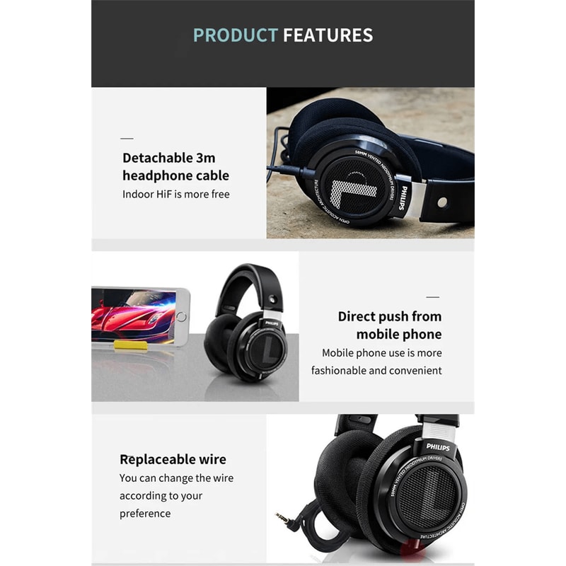 Philips SHP9500 HiFi Wired Stereo Headphones For Gaming And Music 5