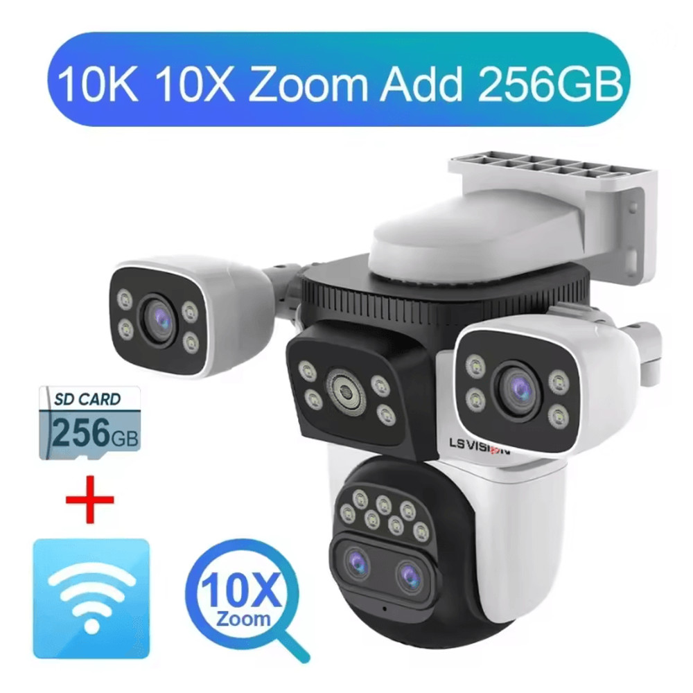 LS VISION 20MP 4Lens Outdoor WiFi PTZ Security Camera With 10X Zoom Smart AutoTracking 10