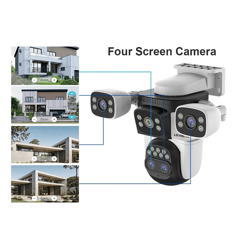LS VISION 20MP 4Lens Outdoor WiFi PTZ Security Camera With 10X Zoom Smart AutoTracking 0