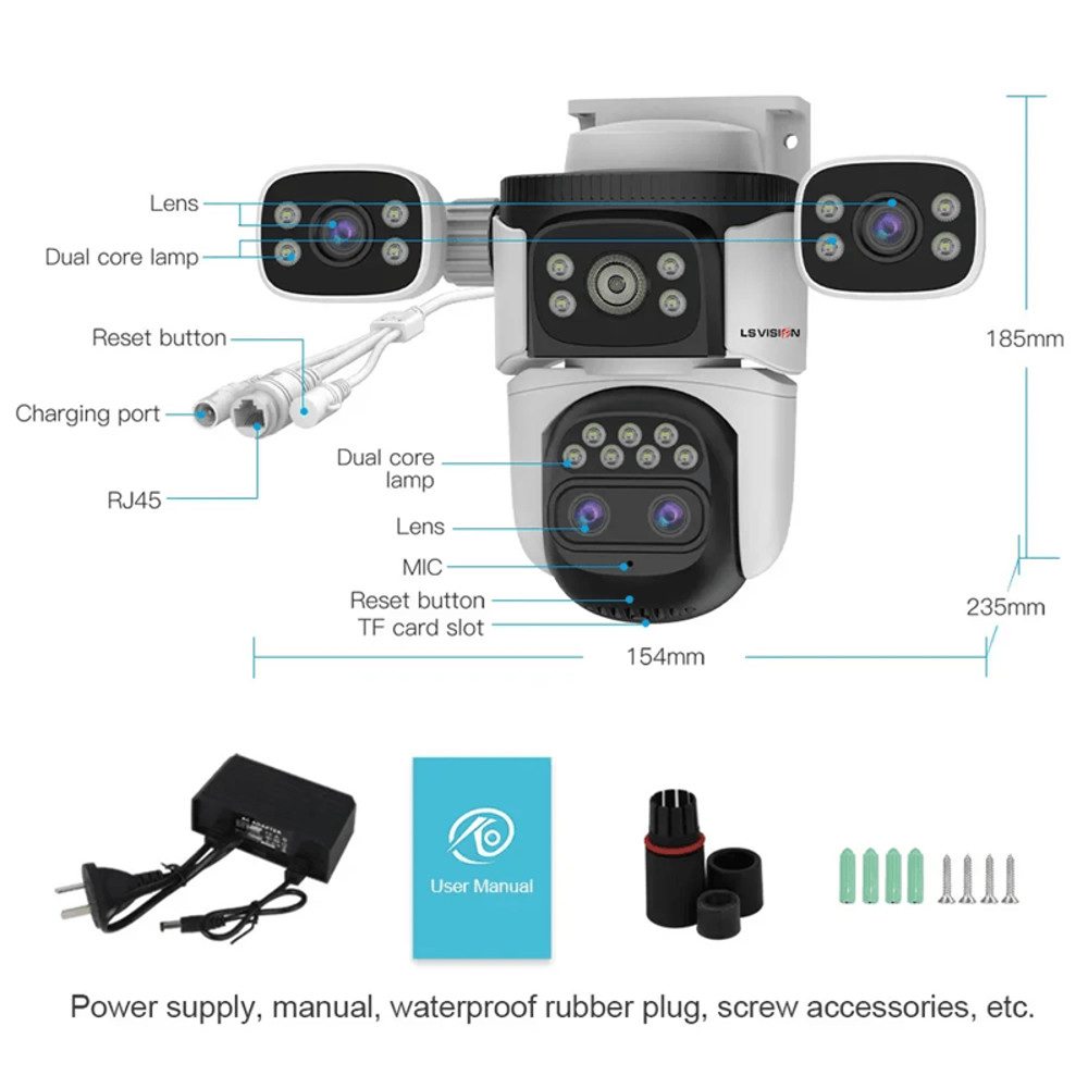 LS VISION 20MP 4Lens Outdoor WiFi PTZ Security Camera With 10X Zoom Smart AutoTracking 5
