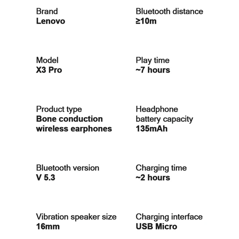 Lenovo X3 Pro Bone Conduction Bluetooth 53 Sports Headphones 6