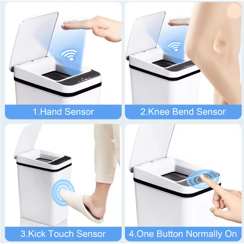 Touchless Slim Sensor Trash Can Set For Bathroom Bedroom Or Office 4
