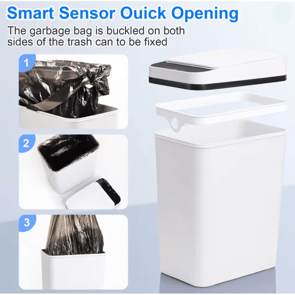 Touchless Slim Sensor Trash Can Set For Bathroom Bedroom Or Office 2