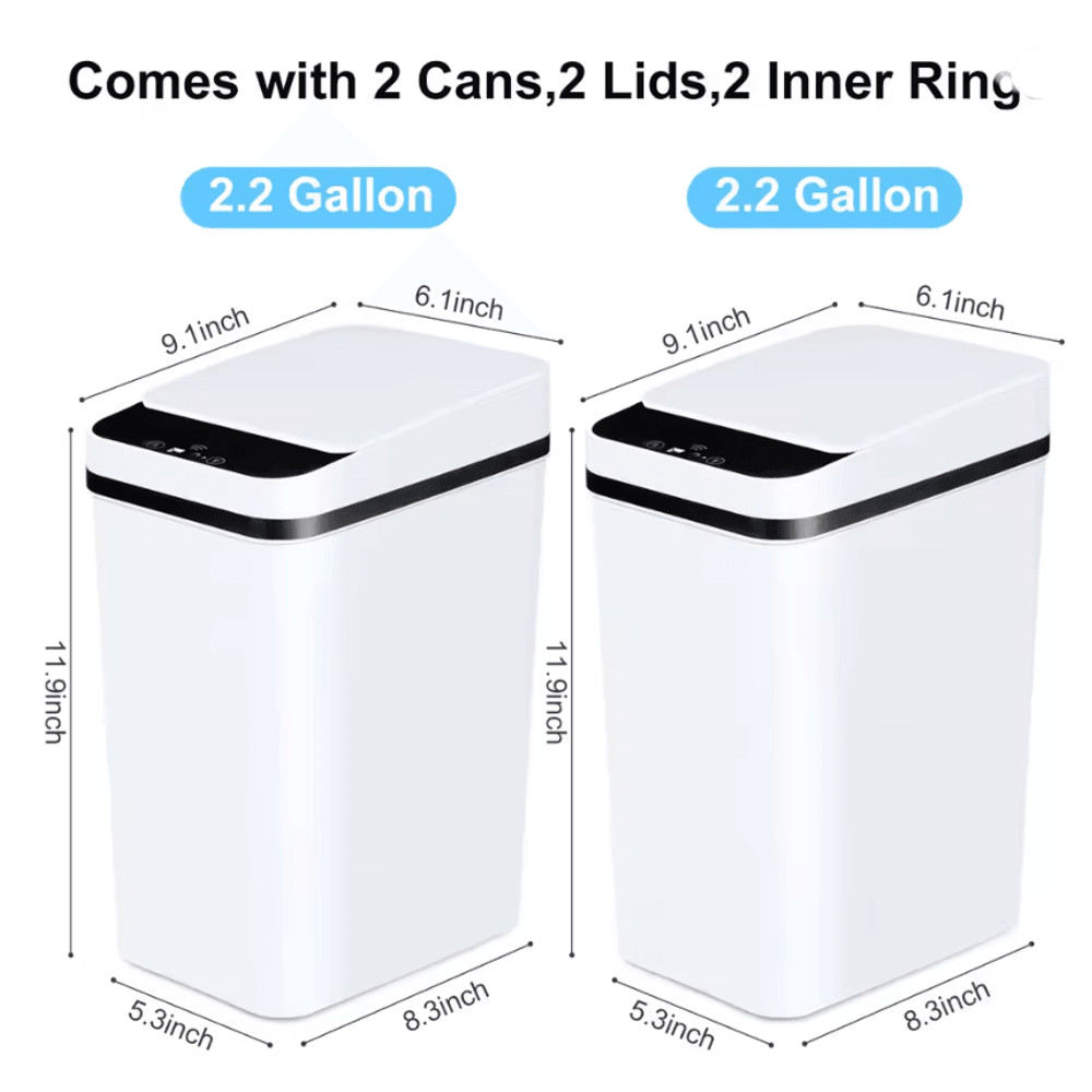 Touchless Slim Sensor Trash Can Set For Bathroom Bedroom Or Office 3
