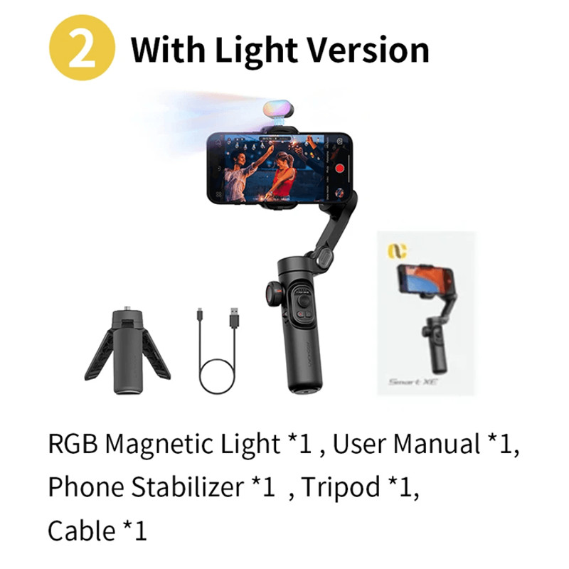 AOCHUAN Smart XE Gimbal Stabilizer For IPhone Android With Fill Light And Face Tracking 4