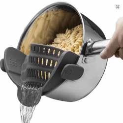 clip on pot strainer for kitchen pans and bowls