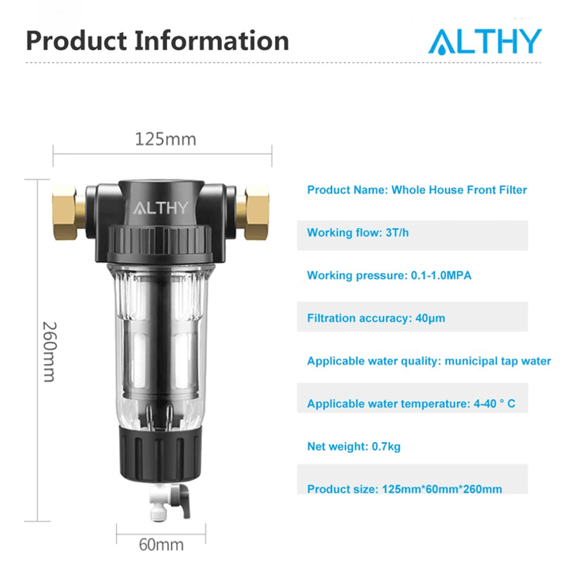 Whole House Spin Down Sediment Water Filter With Stainless Steel Mesh And Backwash System 3