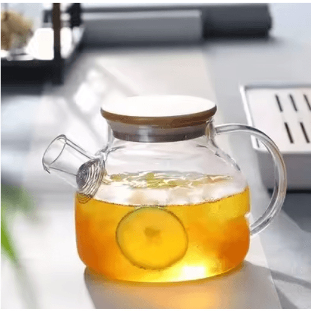 18L Heat Resistant Glass Teapot With Borosilicate Body For Flower And Loose Leaf Tea 0