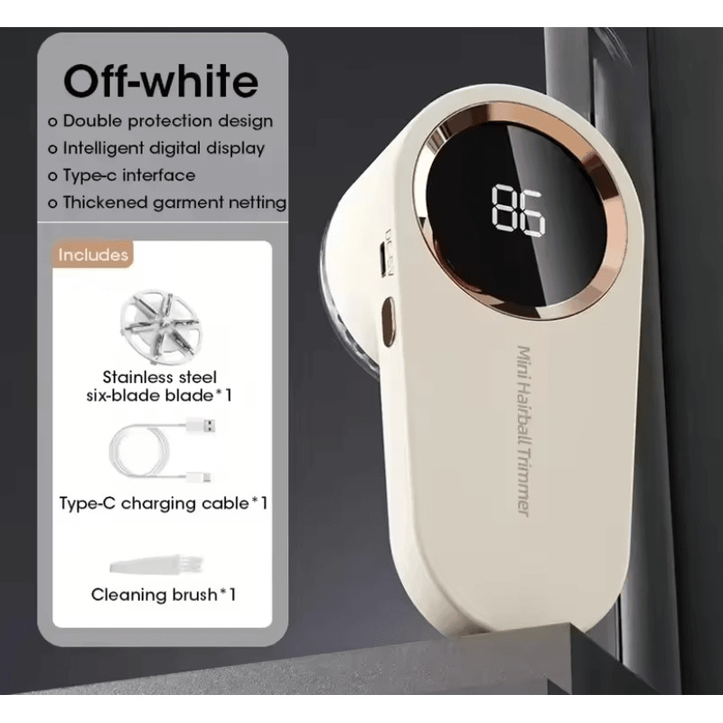 Rechargeable Fabric Shaver And Lint Remover With LED Display For Clothes And Furniture 3