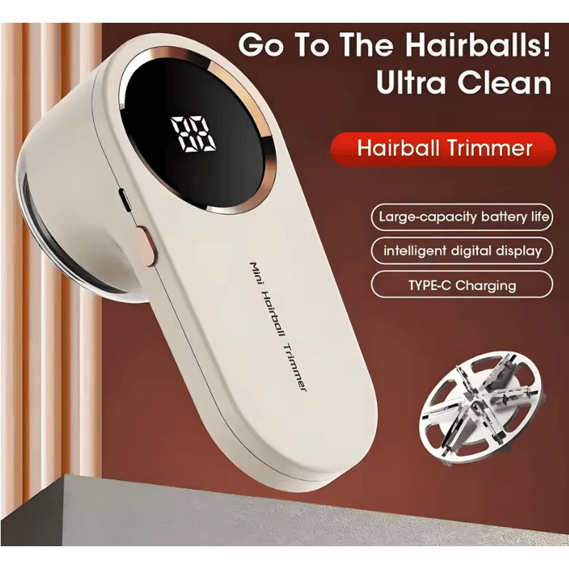 Rechargeable Fabric Shaver And Lint Remover With LED Display For Clothes And Furniture 0