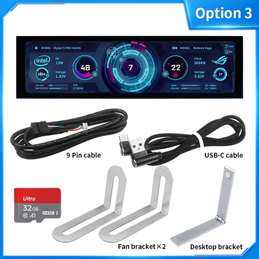 88 Inch Type C Secondary Screen For Real Time CPU GPU RAM Monitoring 2