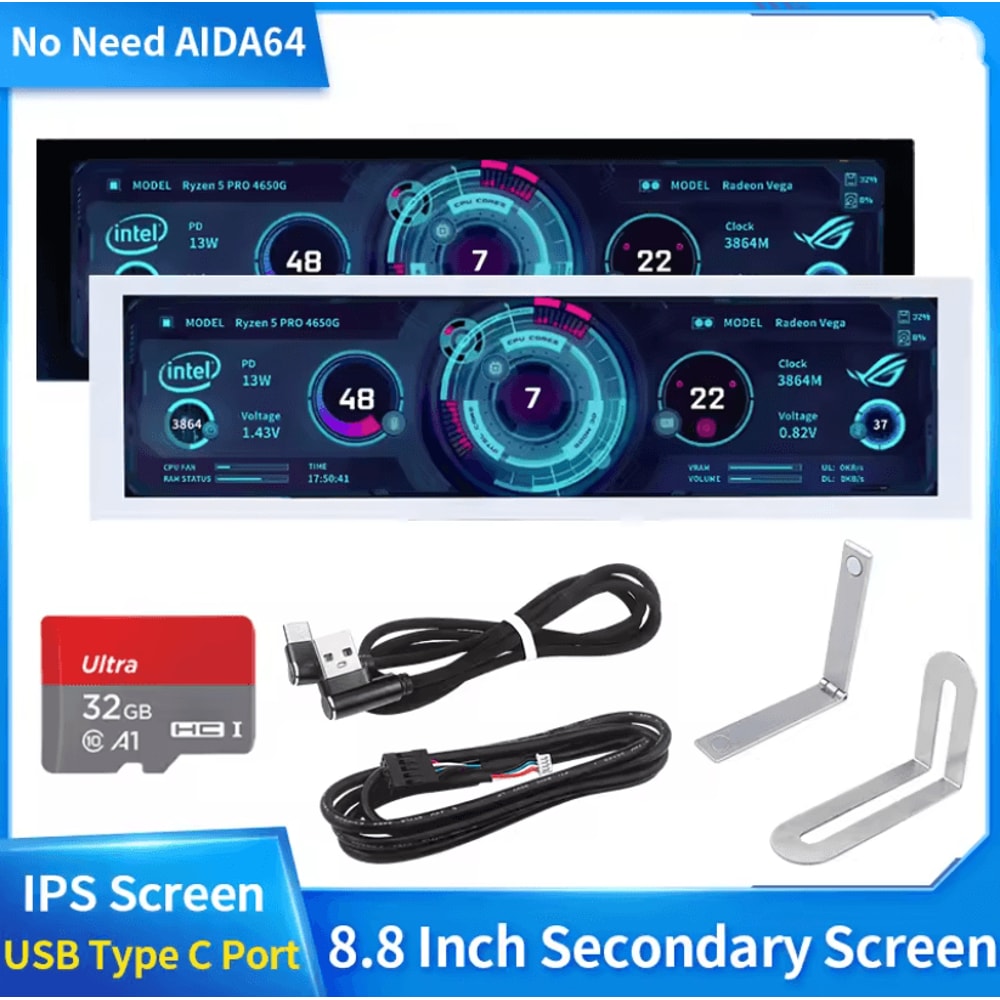 88 Inch Type C Secondary Screen For Real Time CPU GPU RAM Monitoring 6