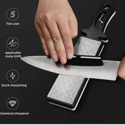 5 in 1 knife sharpener with diamond and ceramic grinding bars for kitchen and multi tool blades