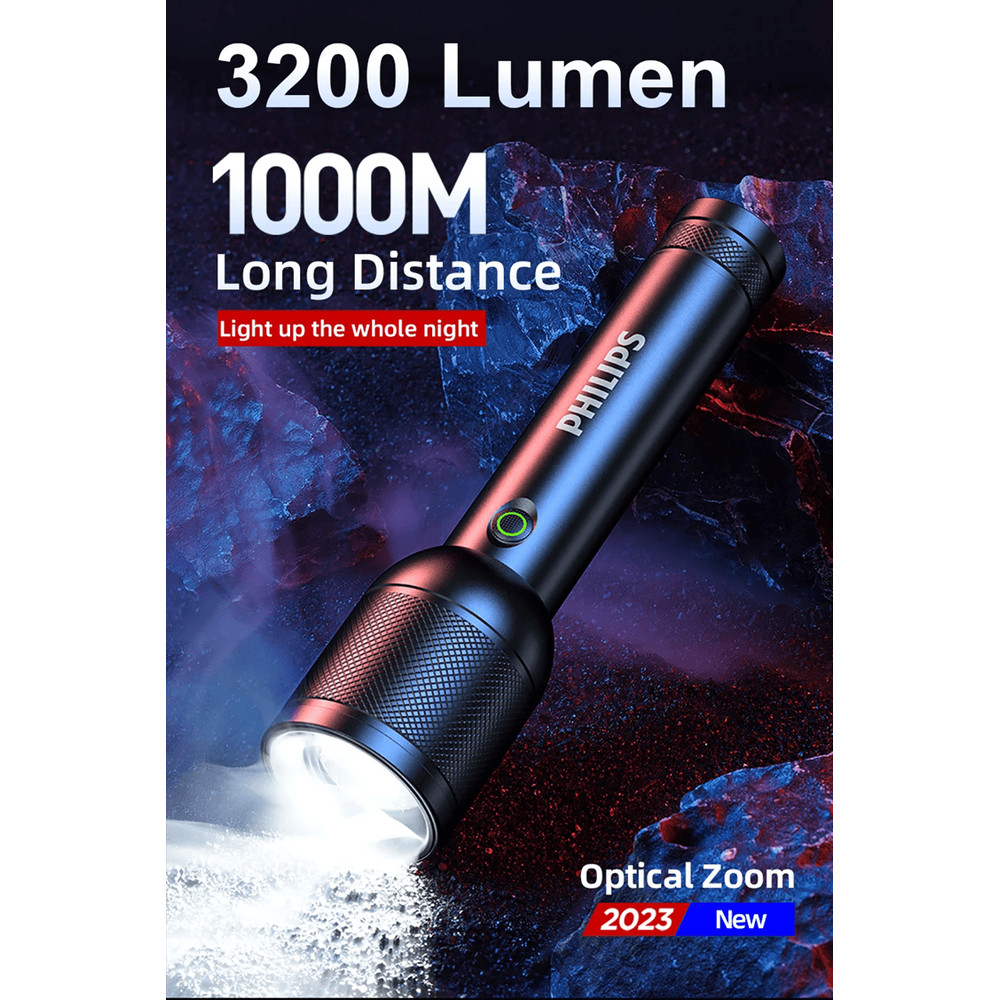 Philips 3200 Lumen LED Flashlight With Long Range Beam For Camping And Emergency Use 0