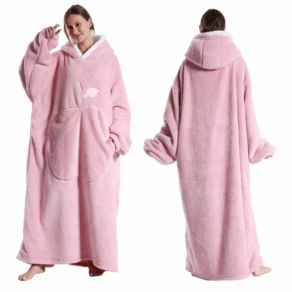 CozyWrap Extra Long Hooded Blanket With Sleeves UltraSoft Winter Wearable Throw 1