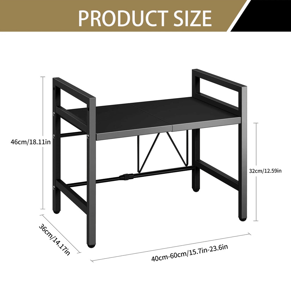 Expandable Microwave Shelf Organizer Adjustable Rust Proof Countertop Storage Rack 4