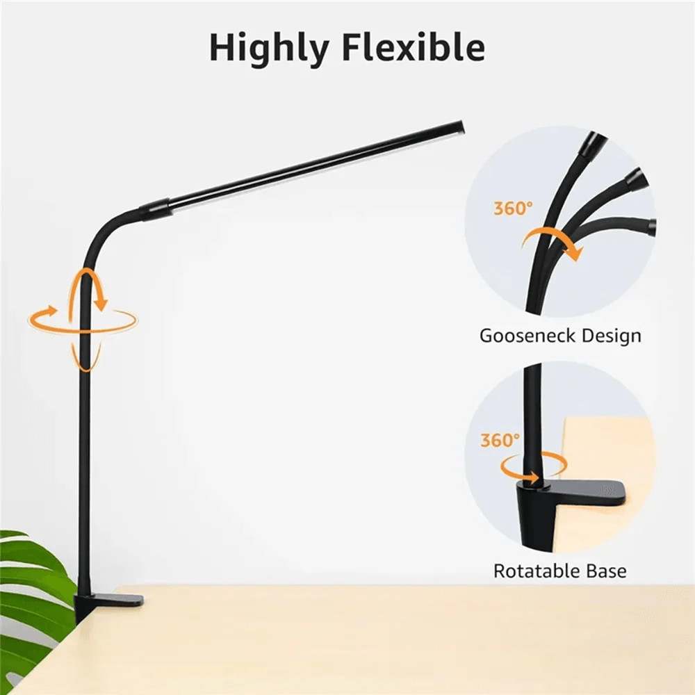 Dimmable Clip On LED Desk Lamp With Flexible Arm For Reading Office And Computer Use 3