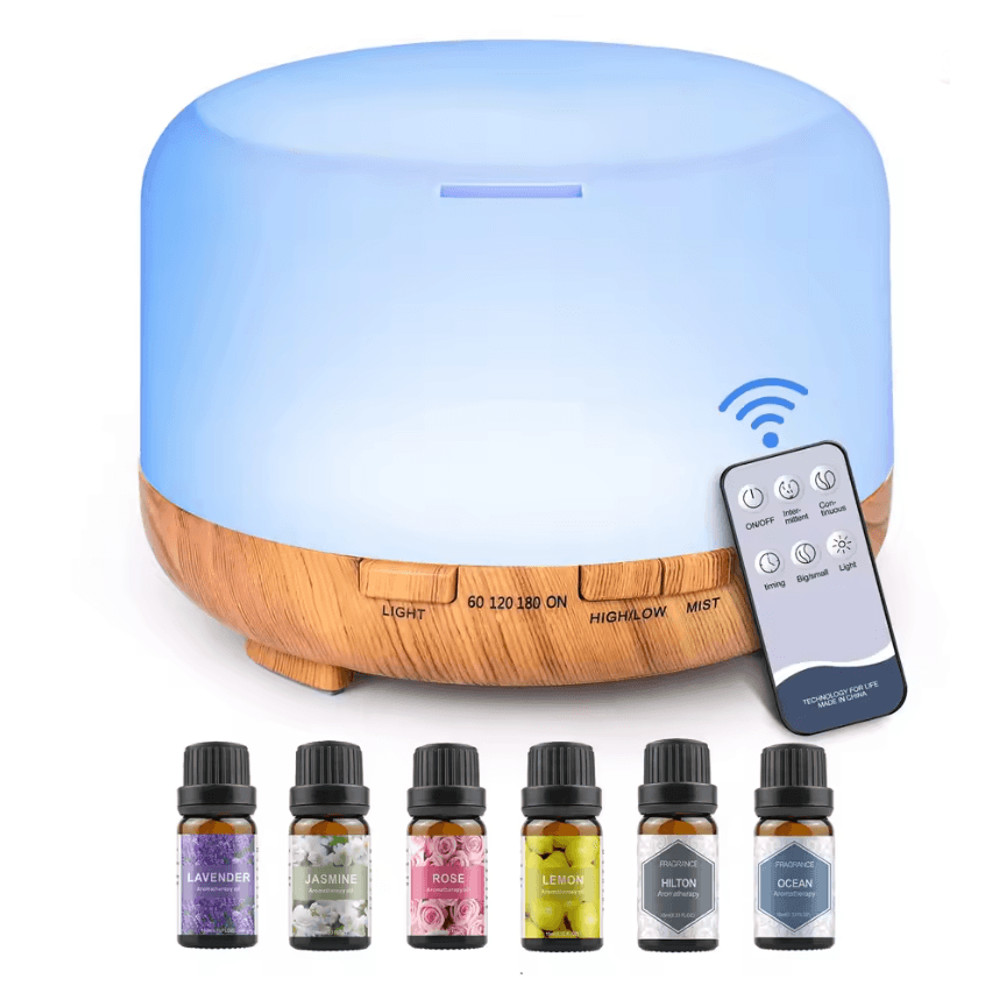 500ml Ultrasonic Essential Oil Diffuser With Remote Control And LED Light For Home Or Office 6