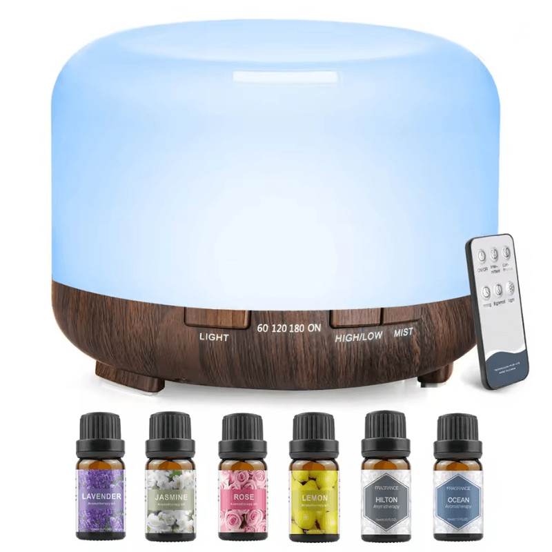 500ml Ultrasonic Essential Oil Diffuser With Remote Control And LED Light For Home Or Office 7