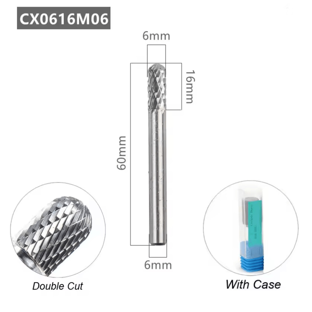Tungsten Carbide Rotary File With Ball Nose Tip 6mm Single Cut Milling Burr For Metal Carving 2
