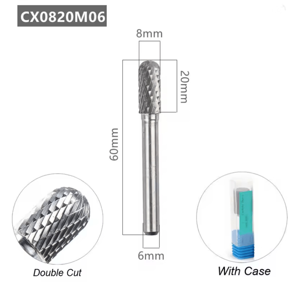 Tungsten Carbide Rotary File With Ball Nose Tip 6mm Single Cut Milling Burr For Metal Carving 3