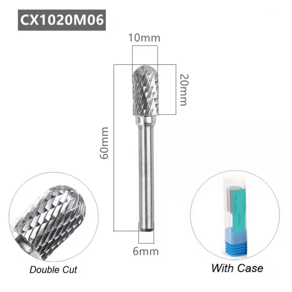Tungsten Carbide Rotary File With Ball Nose Tip 6mm Single Cut Milling Burr For Metal Carving 4