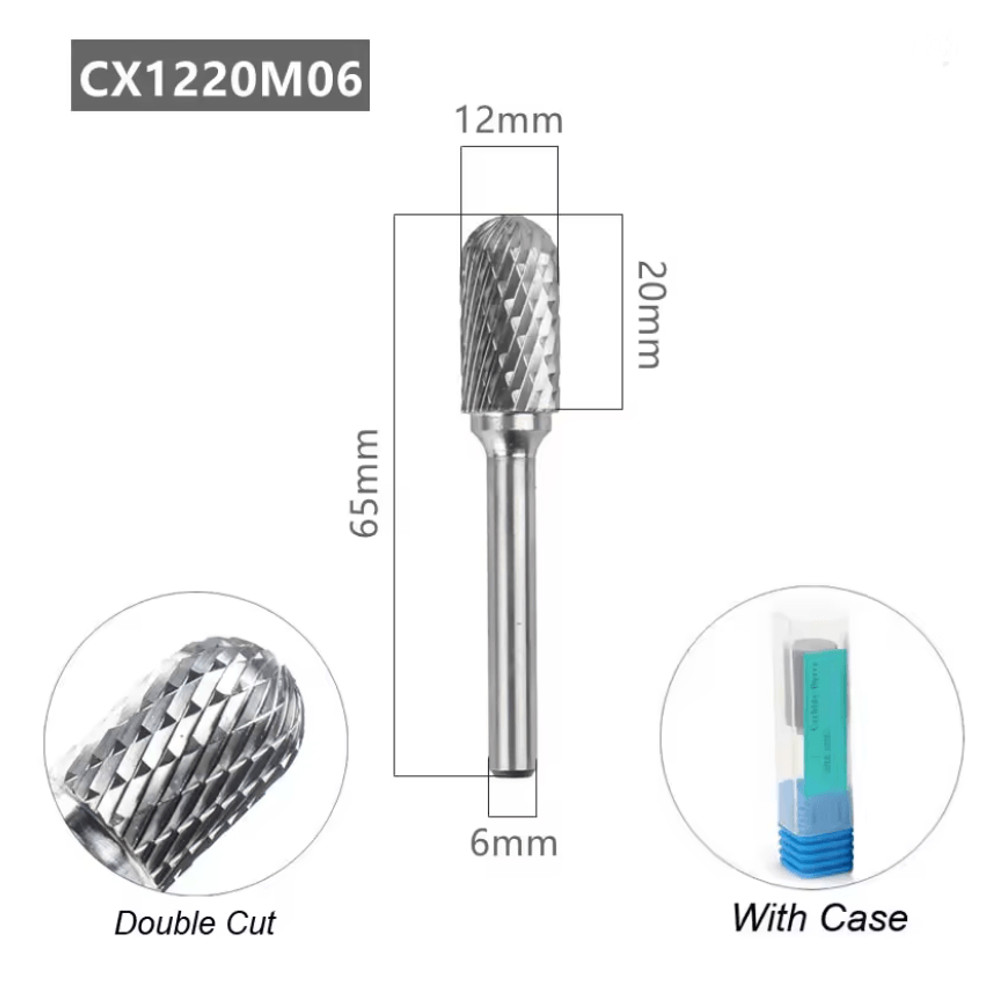 Tungsten Carbide Rotary File With Ball Nose Tip 6mm Single Cut Milling Burr For Metal Carving 5