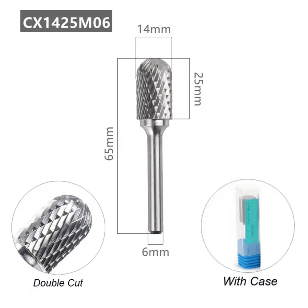 Tungsten Carbide Rotary File With Ball Nose Tip 6mm Single Cut Milling Burr For Metal Carving 6