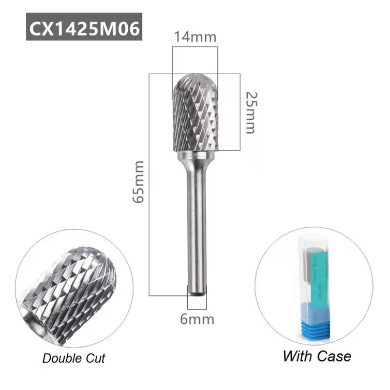 Tungsten Carbide Rotary File With Ball Nose Tip 6mm Single Cut Milling Burr For Metal Carving 6