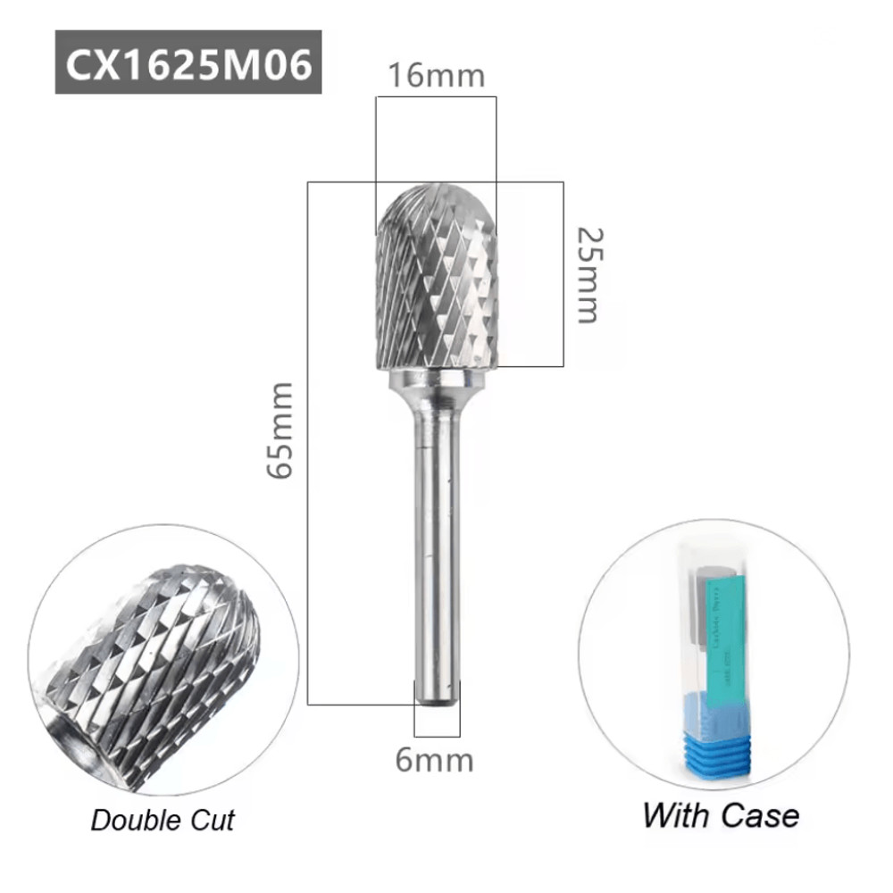 Tungsten Carbide Rotary File With Ball Nose Tip 6mm Single Cut Milling Burr For Metal Carving 7