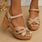 Braided High Heel Chunky Platform Sandals For Women With Ankle Strap 4