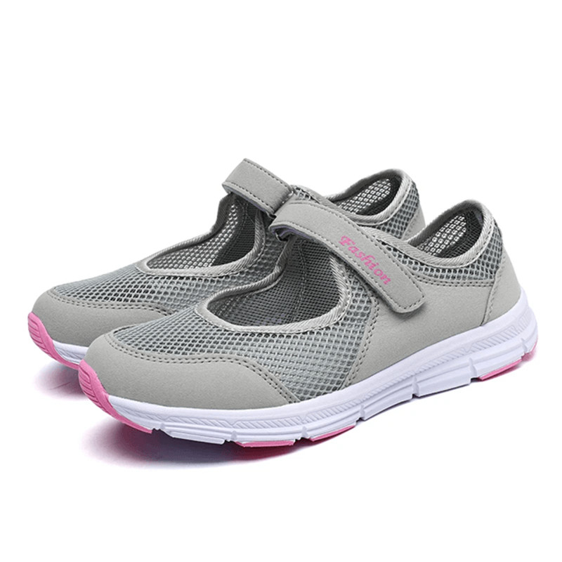 Breathable Mesh Walking Sneakers For Women  Lightweight White Casual Work Shoes 6
