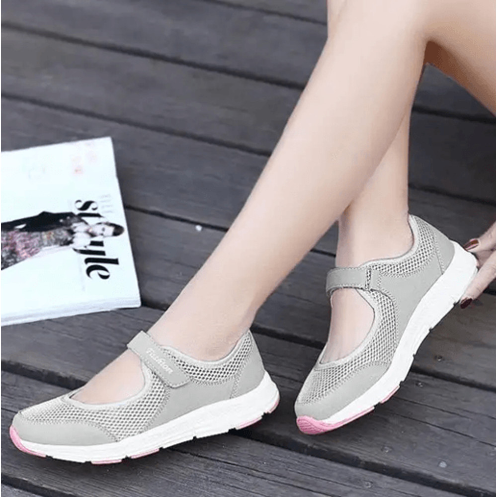Breathable Mesh Walking Sneakers For Women  Lightweight White Casual Work Shoes 3