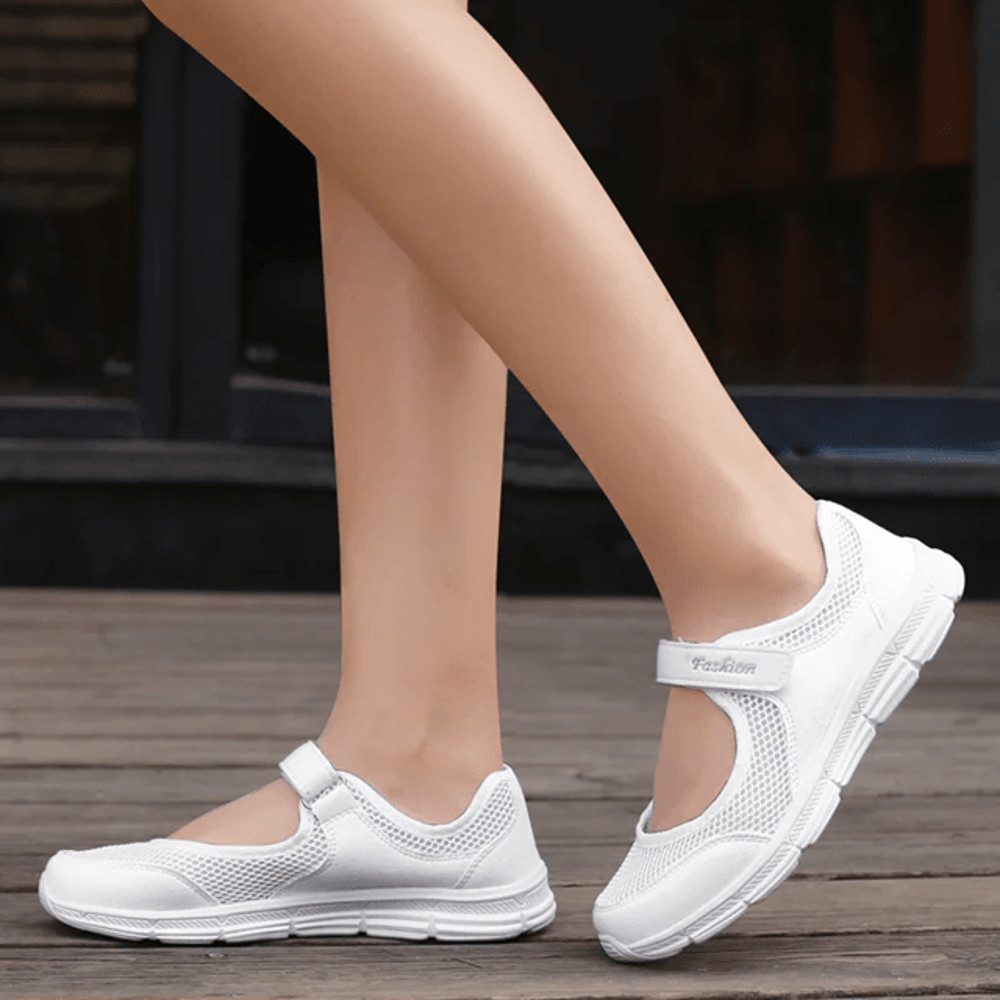 Breathable Mesh Walking Sneakers For Women  Lightweight White Casual Work Shoes 0