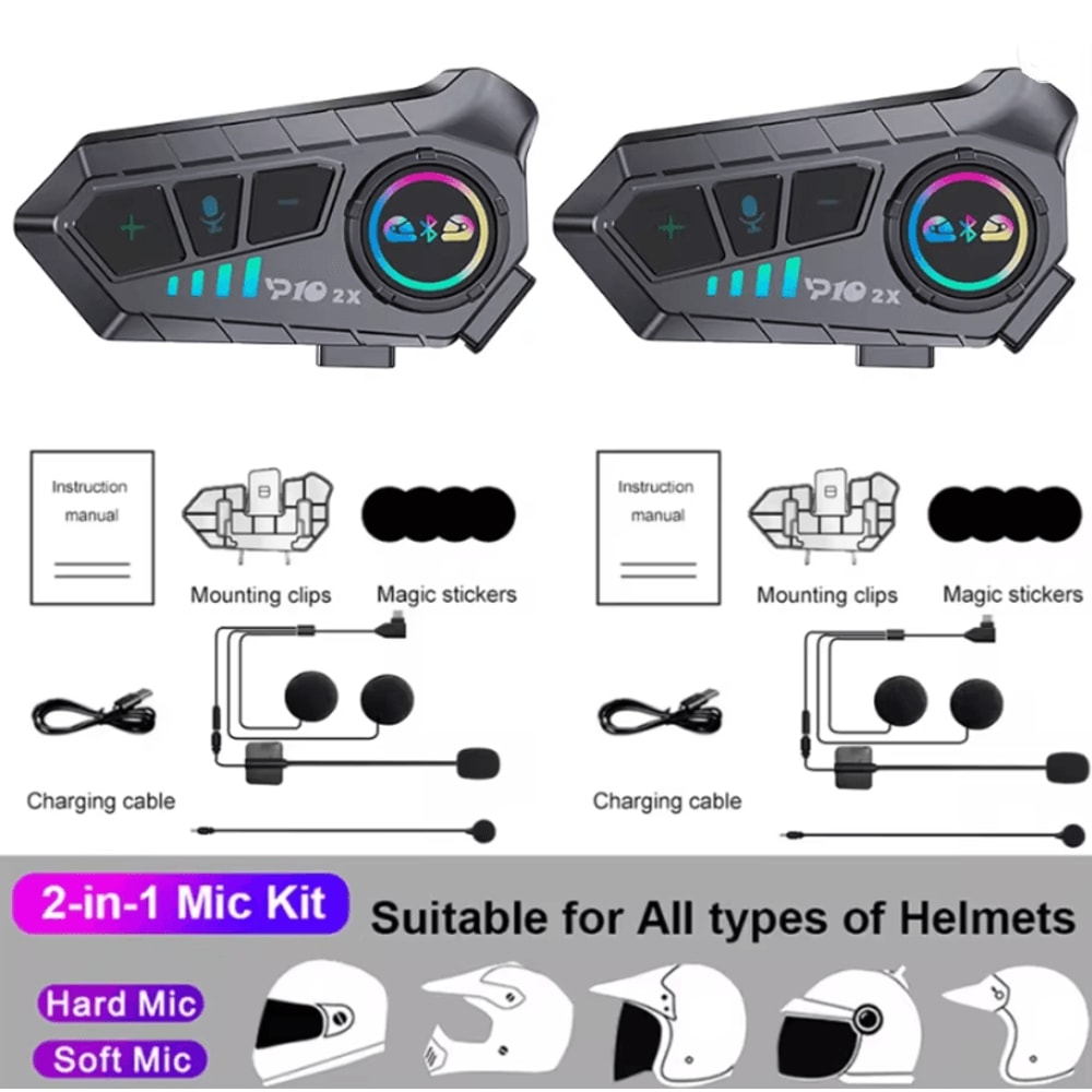 Kebidumei YP10 Bluetooth Motorcycle Helmet Intercom System With Waterproof Dual Headsets 3