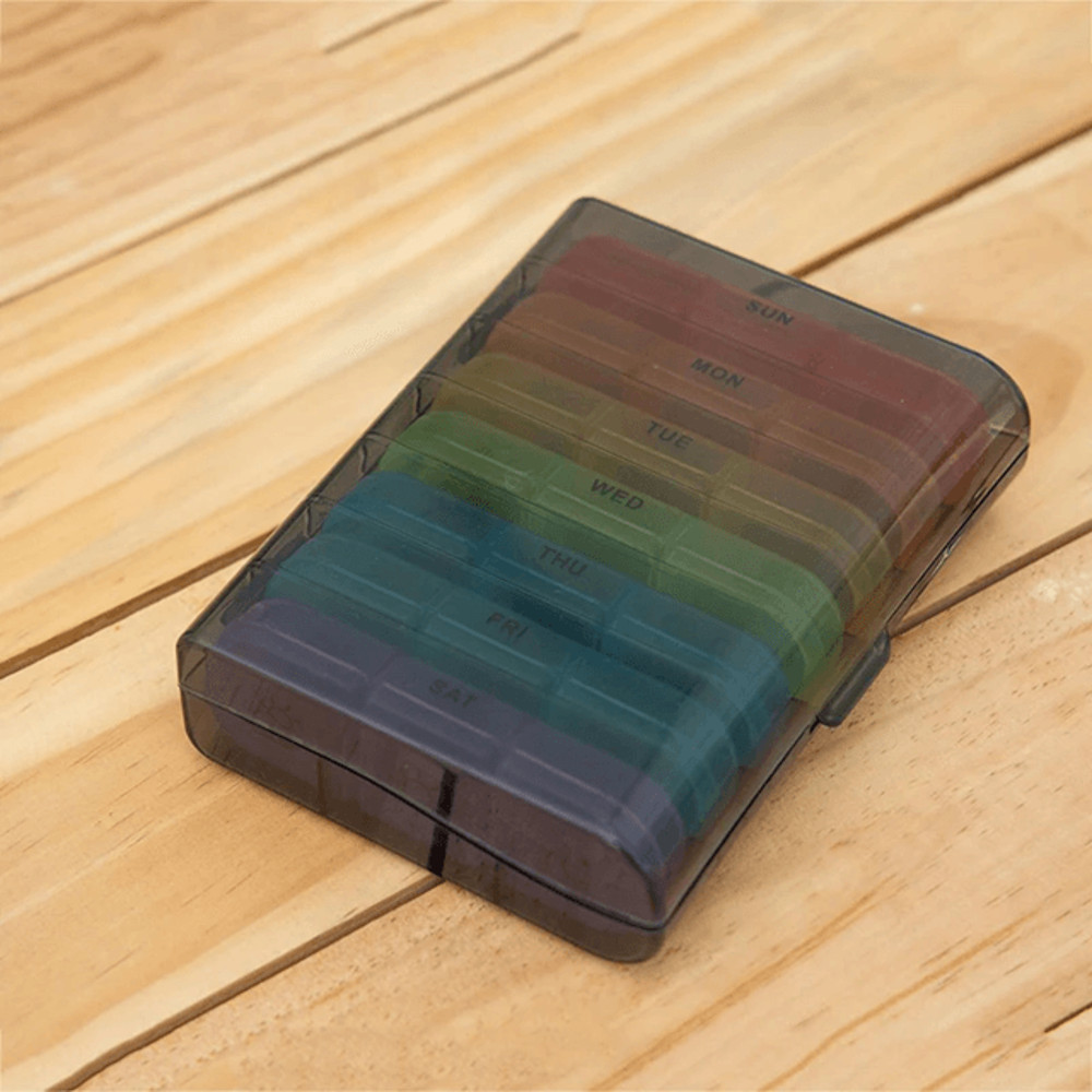 Weekly 21Grid Pill Organizer Portable Medicine Storage Box With Secure Lids 1