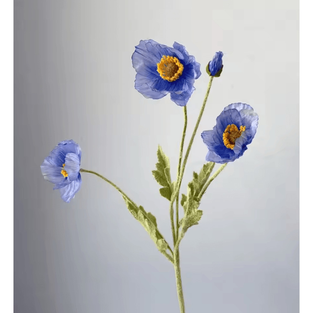 Elegant 4Head Faux Poppy Bouquet Realistic Silk Artificial Flowers For Home Event Decor 1