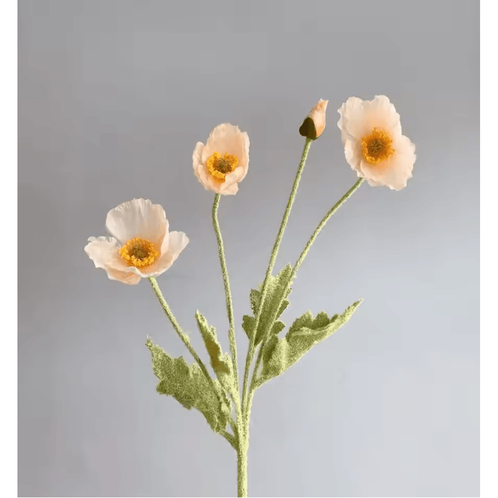 Elegant 4Head Faux Poppy Bouquet Realistic Silk Artificial Flowers For Home Event Decor 2