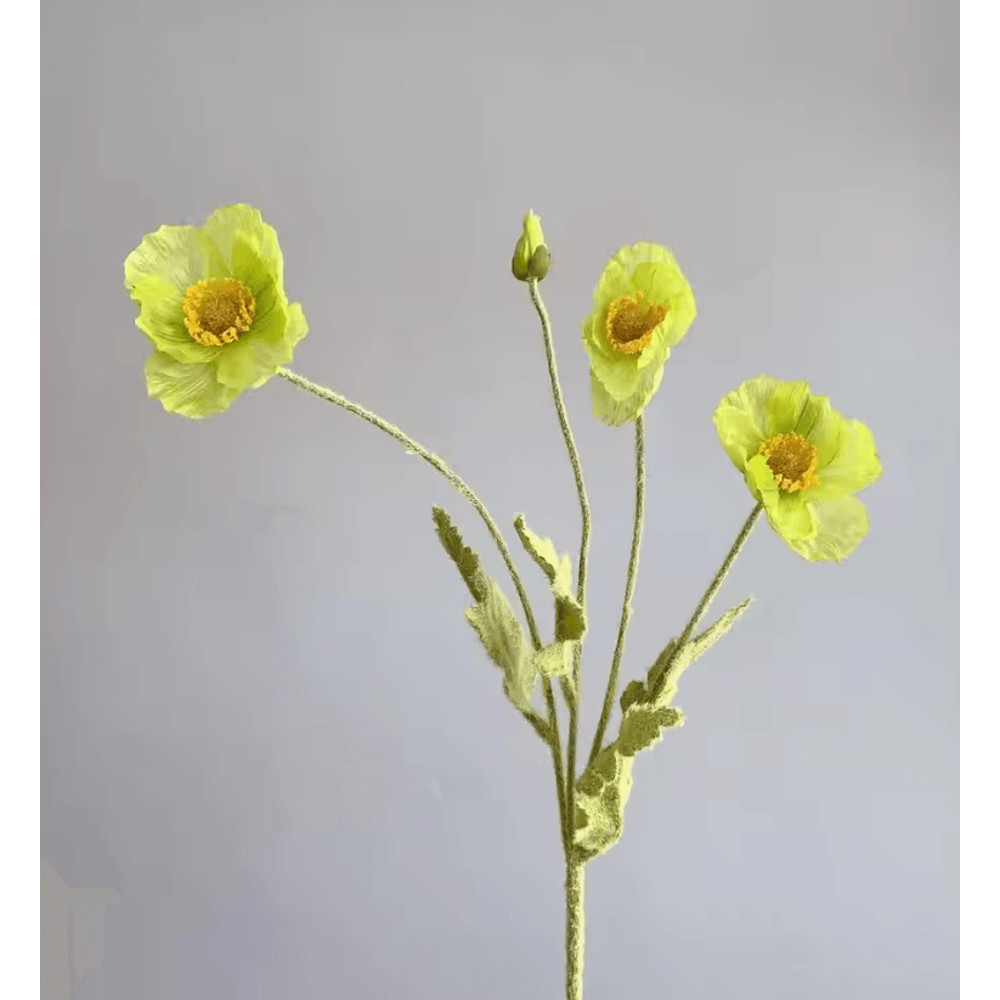 Elegant 4Head Faux Poppy Bouquet Realistic Silk Artificial Flowers For Home Event Decor 6