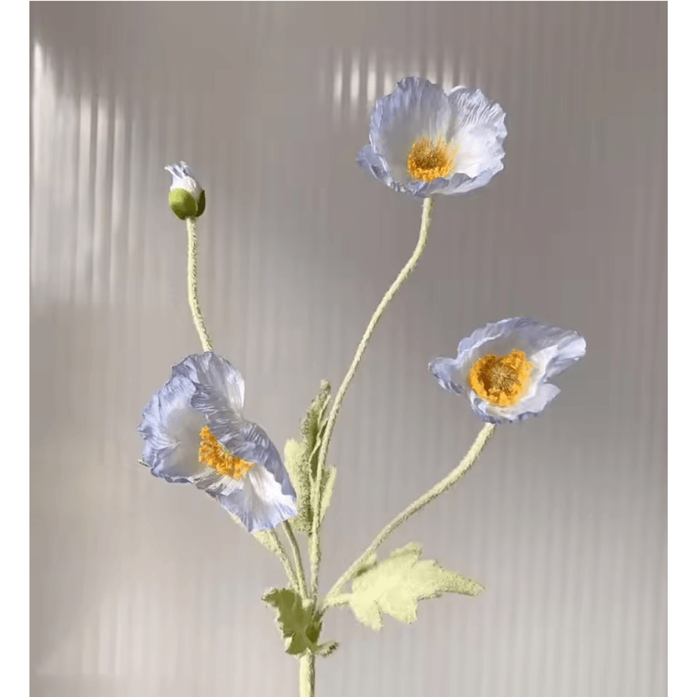 Elegant 4Head Faux Poppy Bouquet Realistic Silk Artificial Flowers For Home Event Decor 7