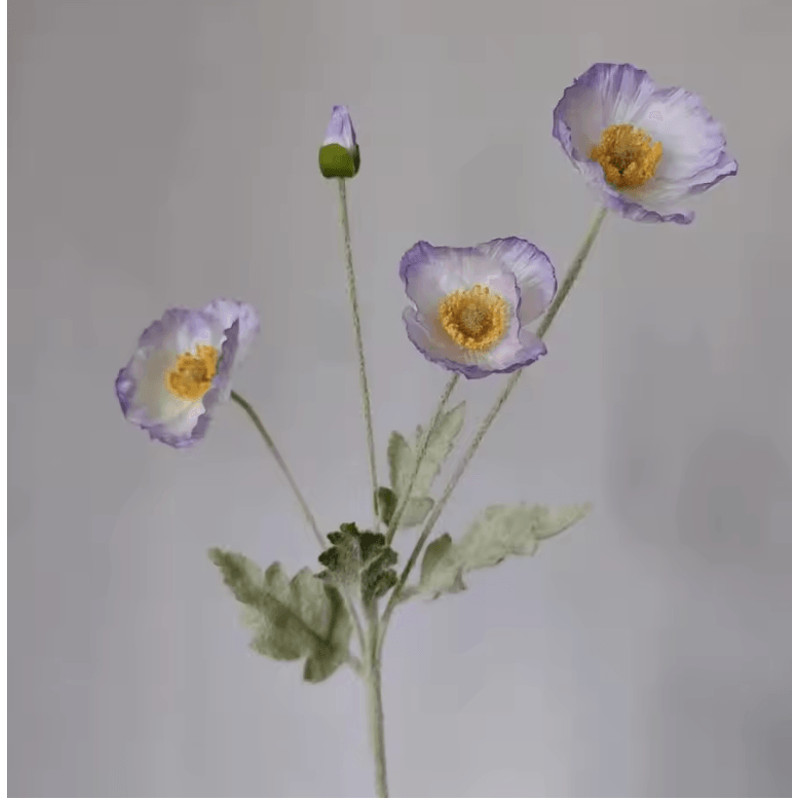 Elegant 4Head Faux Poppy Bouquet Realistic Silk Artificial Flowers For Home Event Decor 14