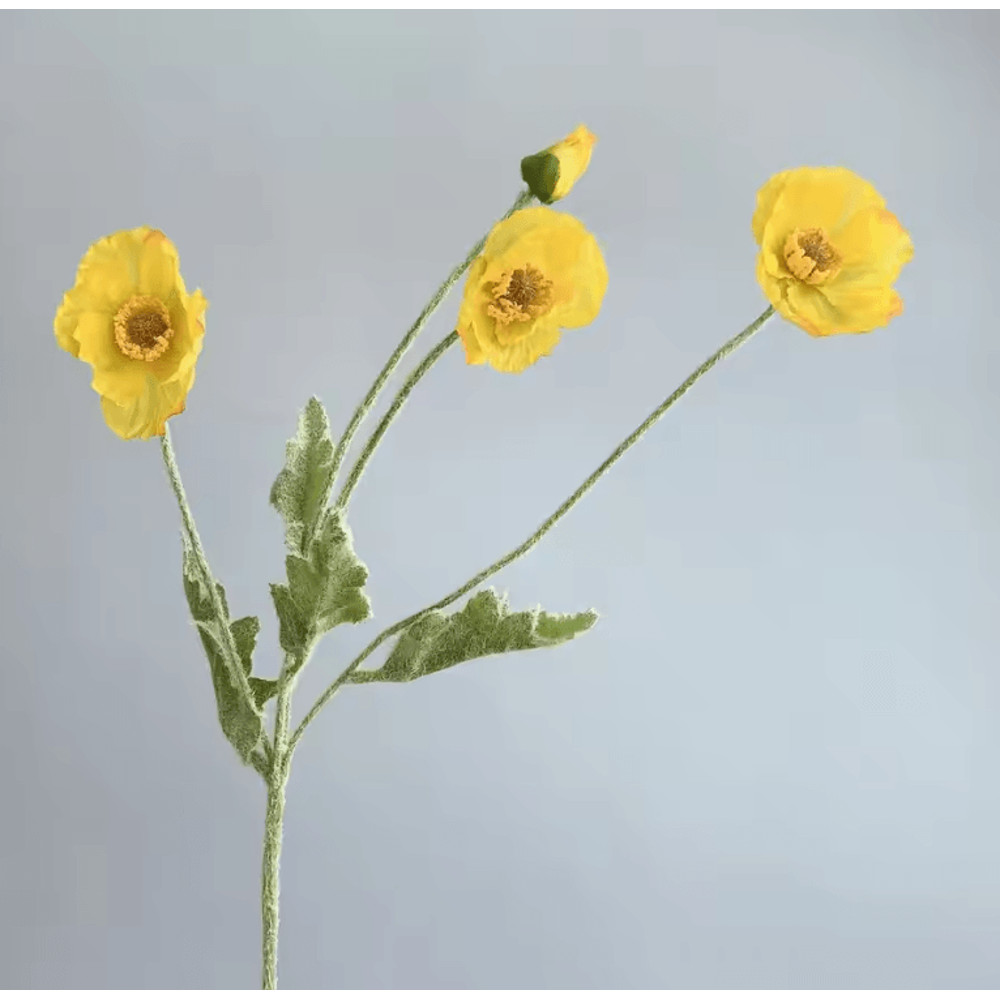 Elegant 4Head Faux Poppy Bouquet Realistic Silk Artificial Flowers For Home Event Decor 19