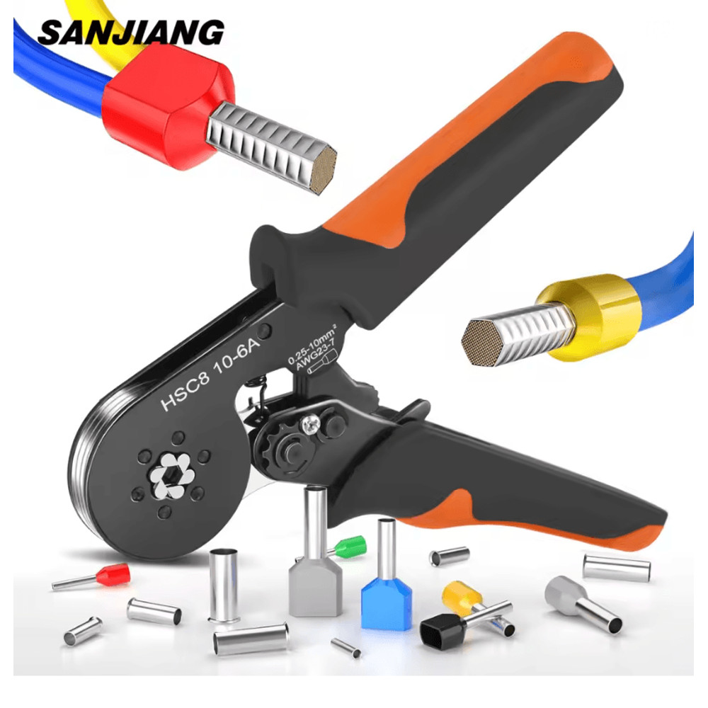 Hexagonal SelfAdjustable Ratchet Ferrule Crimping Tool Kit 237AWG 02510mm Crimper Kit With Ferrule  0