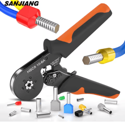 hexagonal self-adjustable ratchet ferrule crimping tool kit 23-7awg 0.25-10mm crimper kit with ferrule sleeves wire ter
