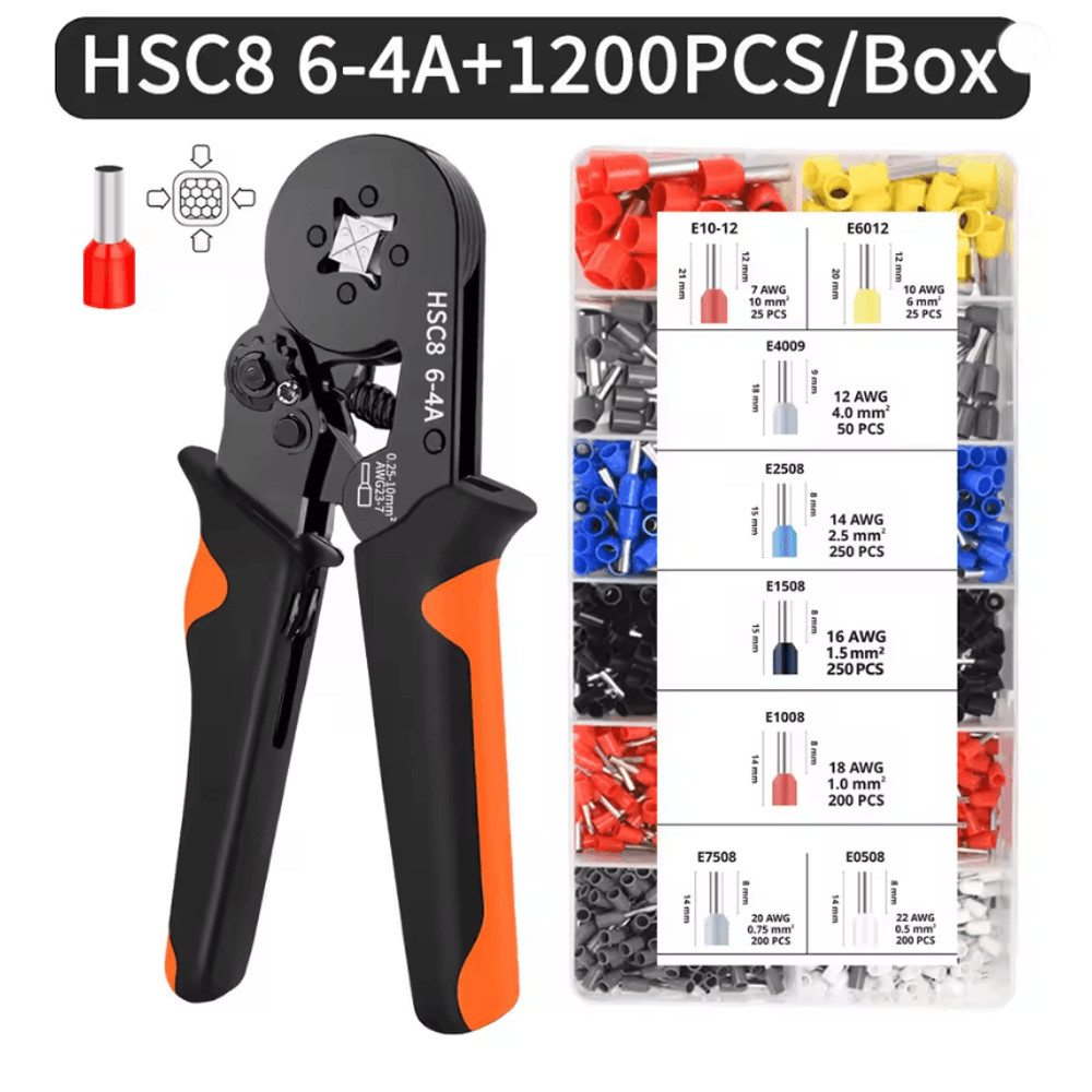 Hexagonal SelfAdjustable Ratchet Ferrule Crimping Tool Kit 237AWG 02510mm Crimper Kit With Ferrule  4